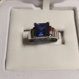 NEW Sterling Silver (925) Ring with Created Blue Sapphire